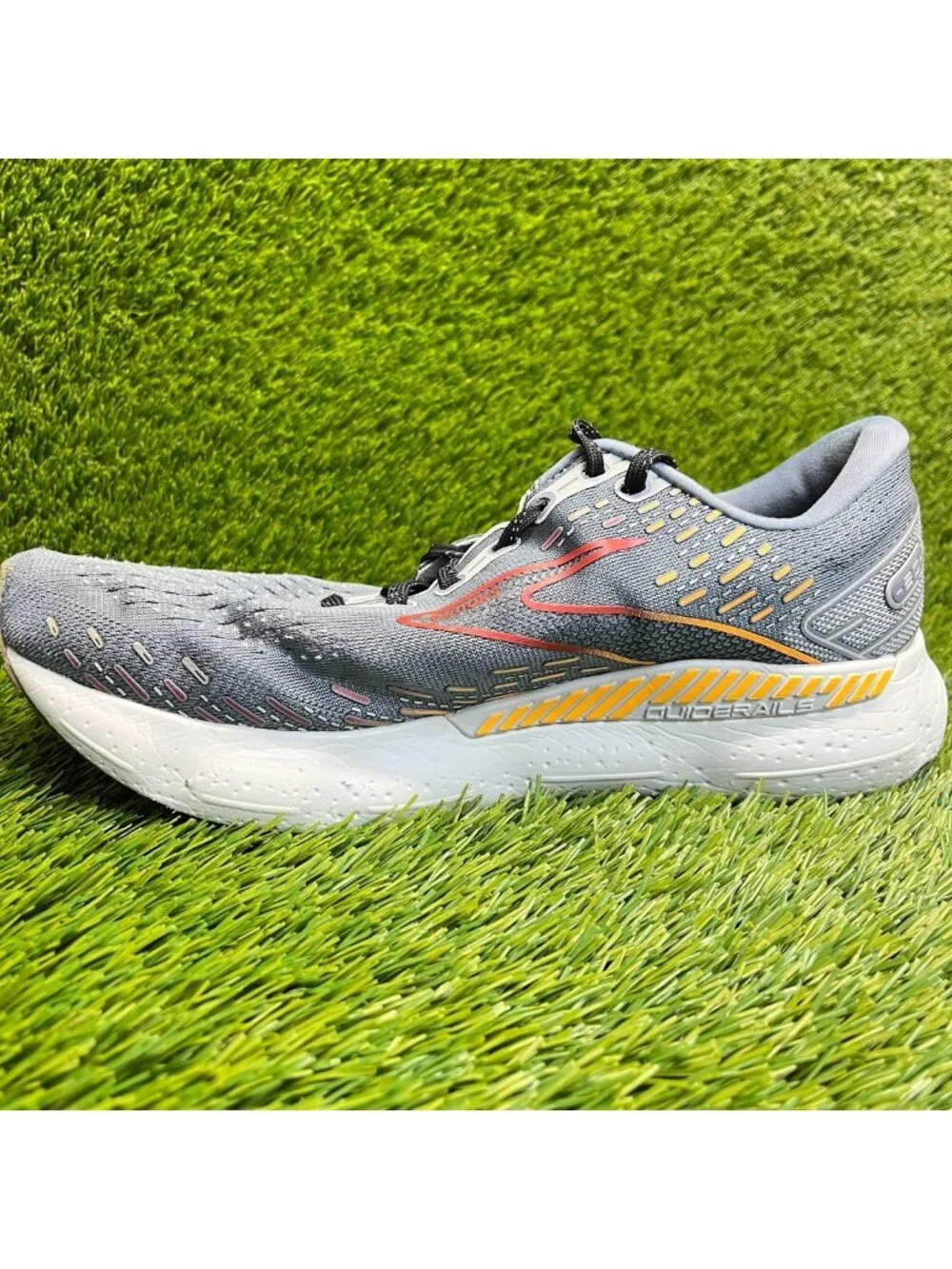 Brooks Glycerin GTS 20 Mens Size 9.5 Gray Yellow Athletic Running Shoes Sneakers